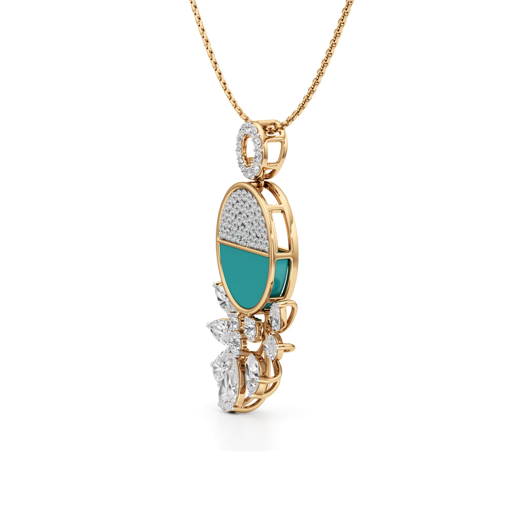 Serenia Bloom Turquoise & Diamond Pendant Necklace