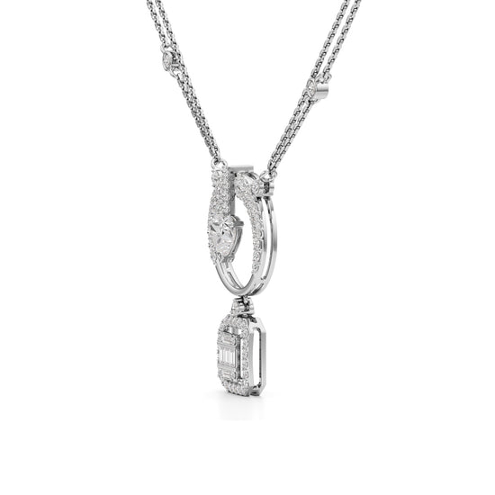 Luminara Heart & Baguette Drop Pendant Necklace