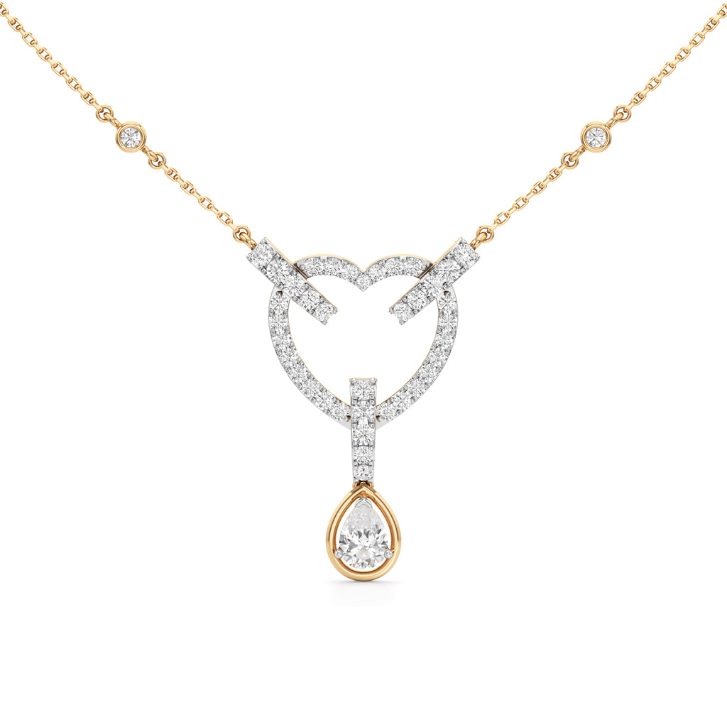 Celestia Interlocking Heart & Pear Drop Pendant Necklace