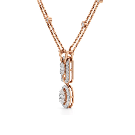 Aurelia Twin Oval Drop Diamond Necklace