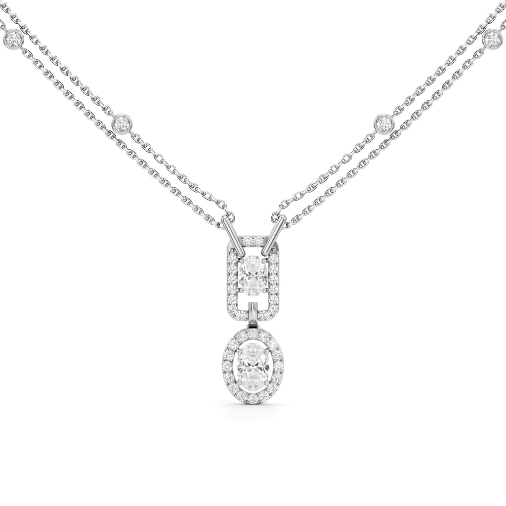 Aurelia Twin Oval Drop Diamond Necklace