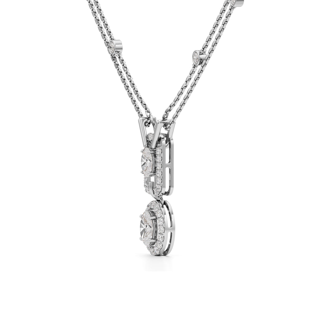 Aurelia Twin Oval Drop Diamond Necklace