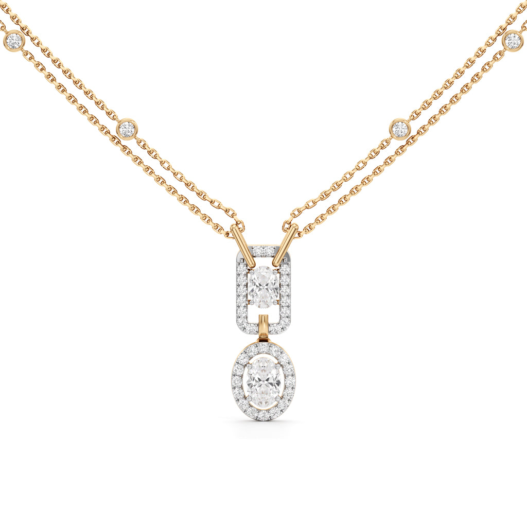 Aurelia Twin Oval Drop Diamond Necklace