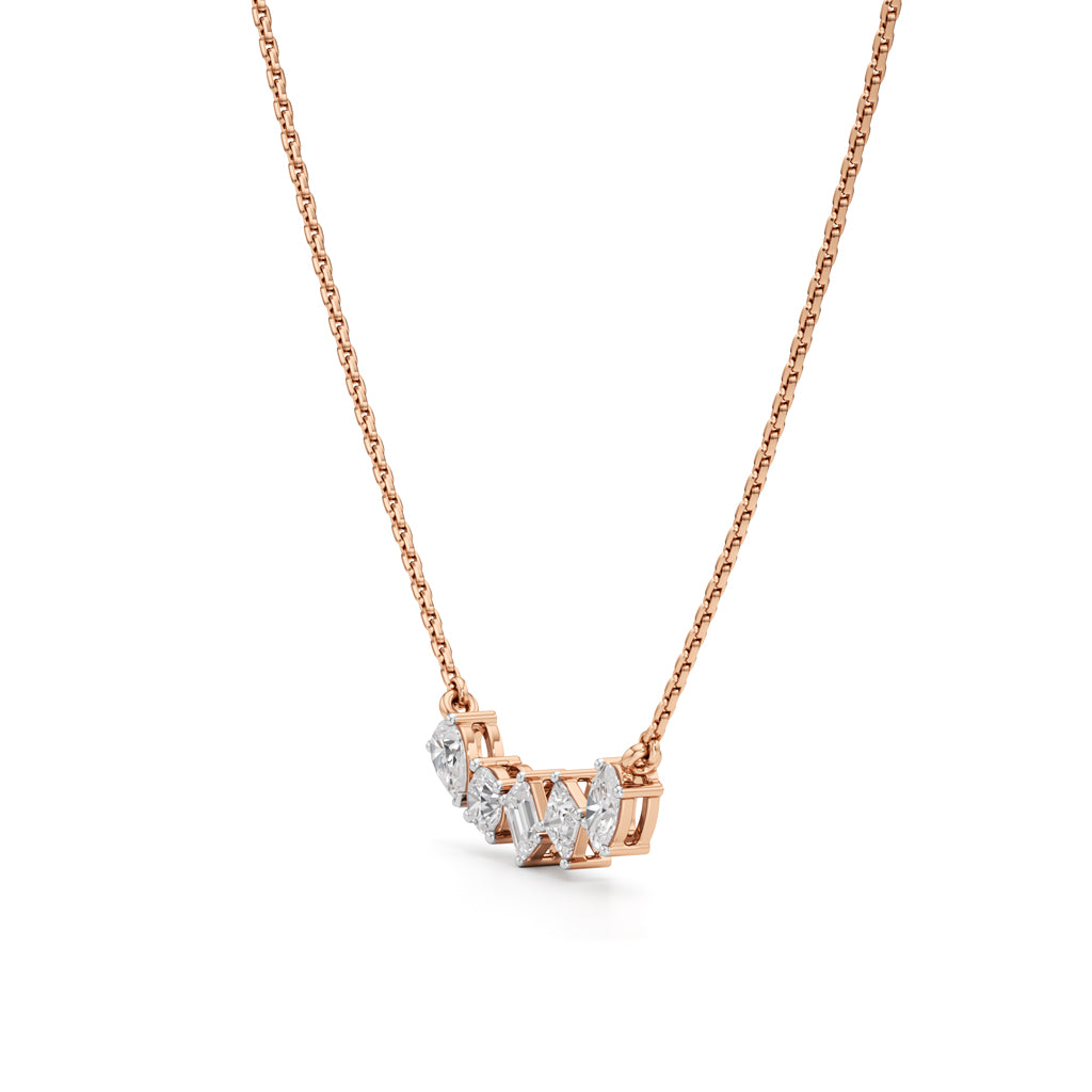 Celestia Multi-Cut Diamond Bar Necklace