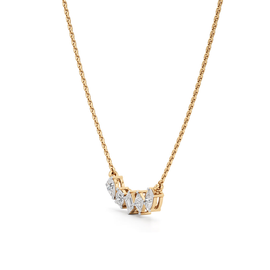 Celestia Multi-Cut Diamond Bar Necklace