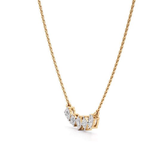 Celestia Multi-Cut Diamond Bar Necklace