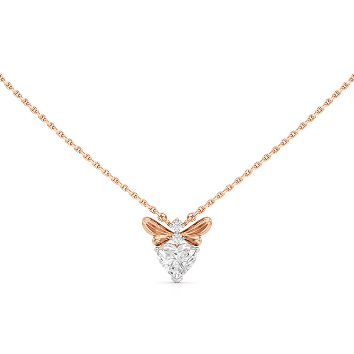 Celestia Heart Bee Diamond Pendant Necklace