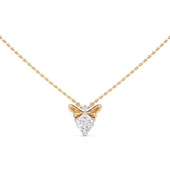 Celestia Heart Bee Diamond Pendant Necklace