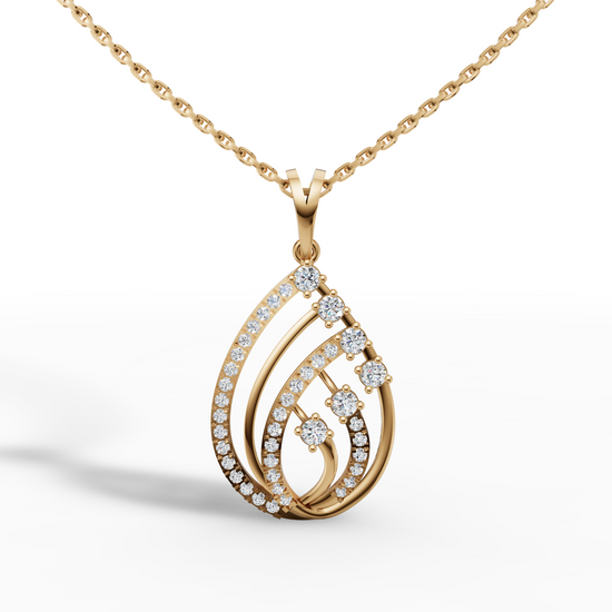 Infinite Teardrop 925 Silver 18k Gold Plated Pendant with Radiant Multi-Stone Accents