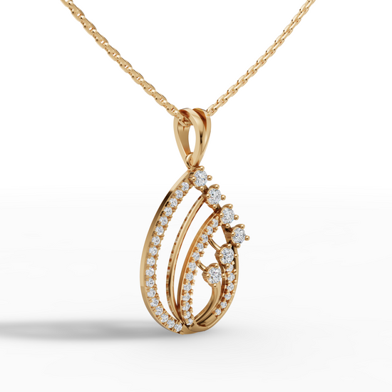 Infinite Teardrop 925 Silver 18k Gold Plated Pendant with Radiant Multi-Stone Accents