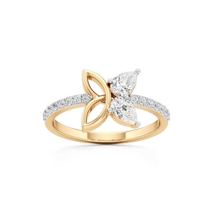 Botnical Four-Leaf Marquise Bloom Ring in 925 silver 18k Gold Plated