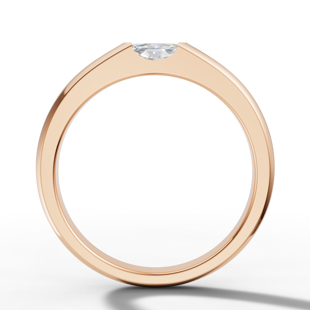 Sleek Horizontal Marquise Solitaire Band Ring