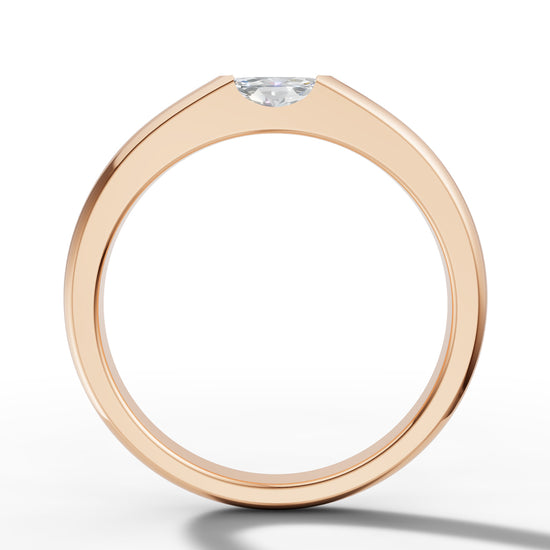 Sleek Horizontal Marquise Solitaire Band Ring