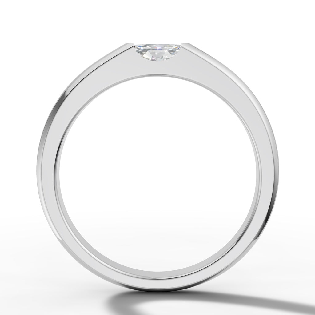 Sleek Horizontal Marquise Solitaire Band Ring